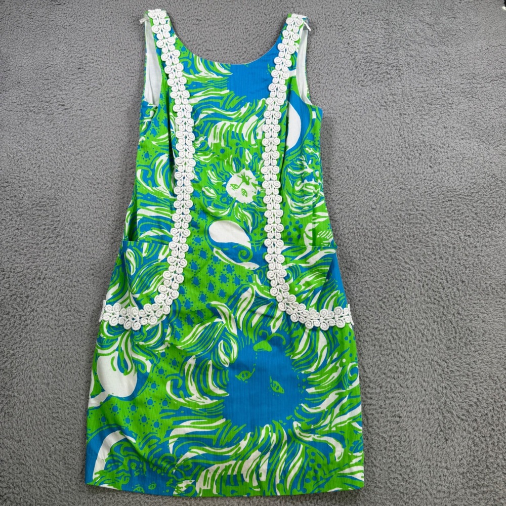 Lilly Pulitzer Green, Blue & White Floral Shift Dress